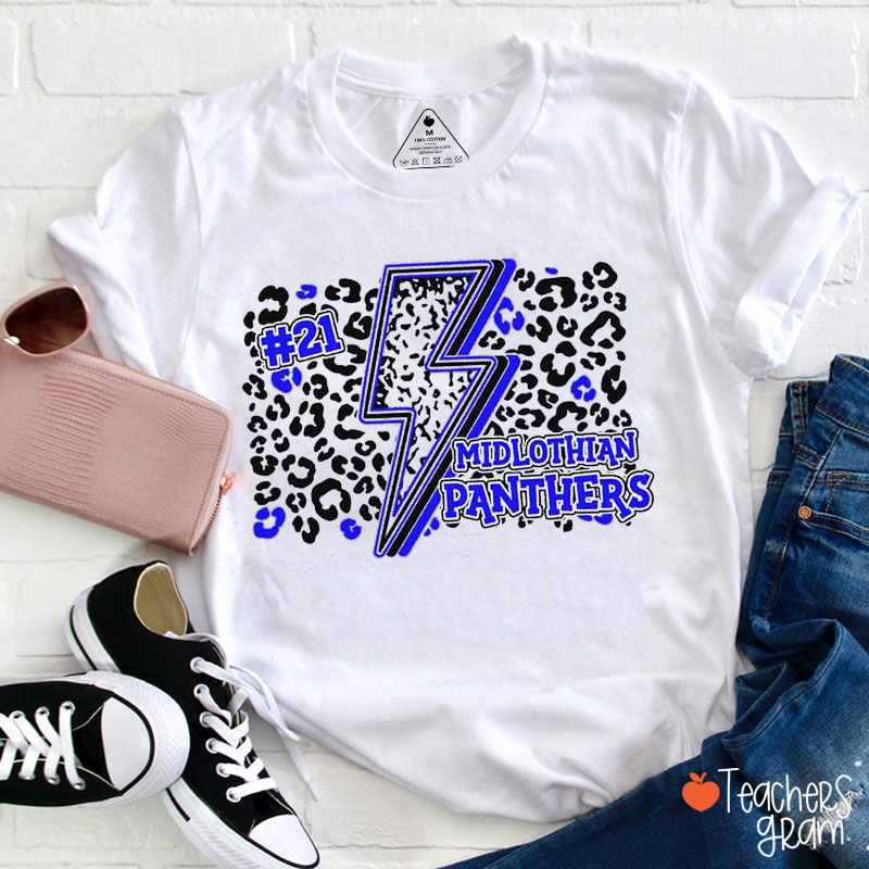 Personalized Mascot Leopard Lightning Teacher T-Shirt