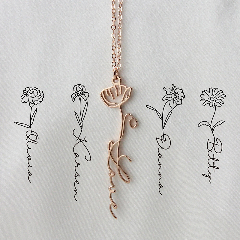 Personalized Name And Birthday Flower Jewelry Teacher Necklace