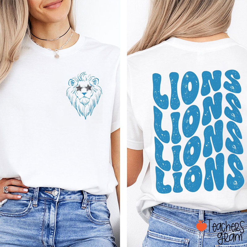 Personalized Mascot Solid Color Teacher Two Sided T-Shirt