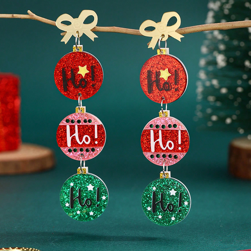 Ho Ho Ho Christmas Ball Teacher Acrylic Earrings