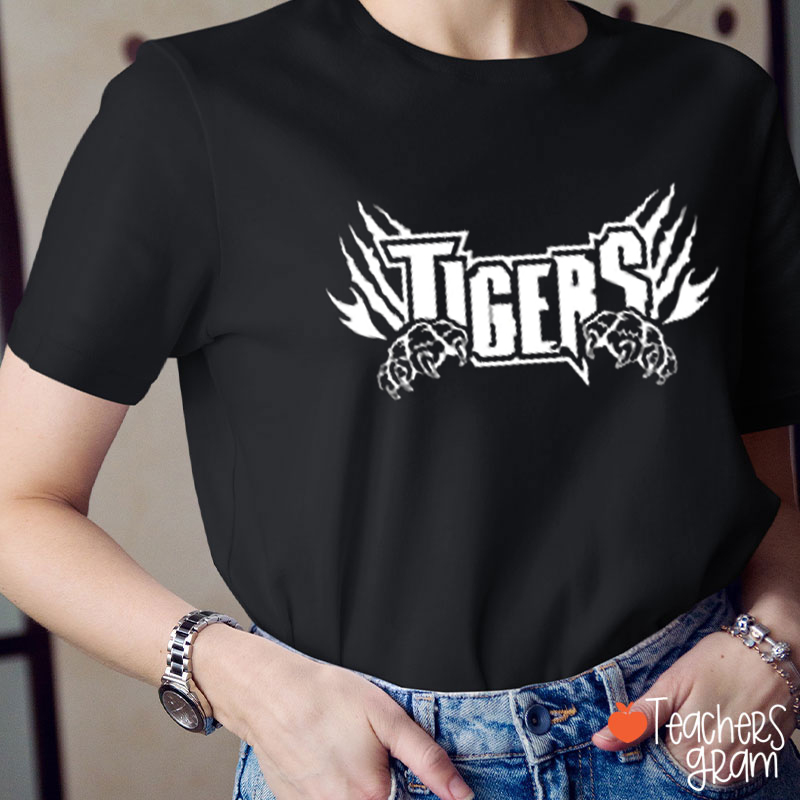 Personalized School Mascot Claw Marks Teacher T-Shirt