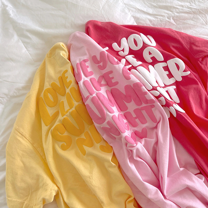 Love You Like A Summer Night Teacher Puff Printed Two Sided T-Shirt