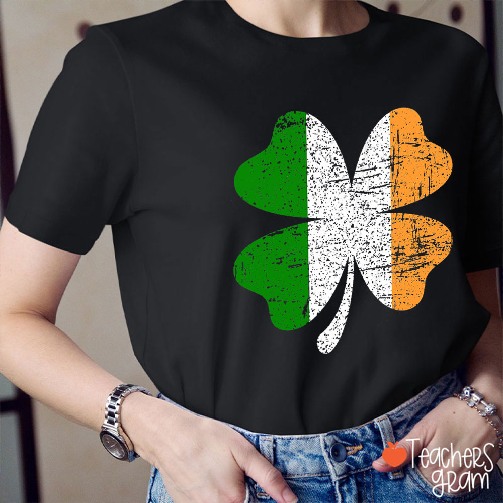 Irish Flag Shamrock Teacher T-Shirt