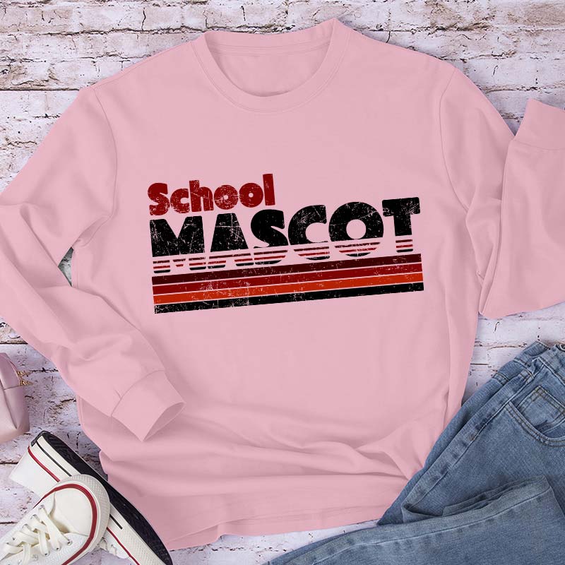 Personalized Mascot And School Name Contrast Color Line Design Teacher Long Sleeve T-Shirt