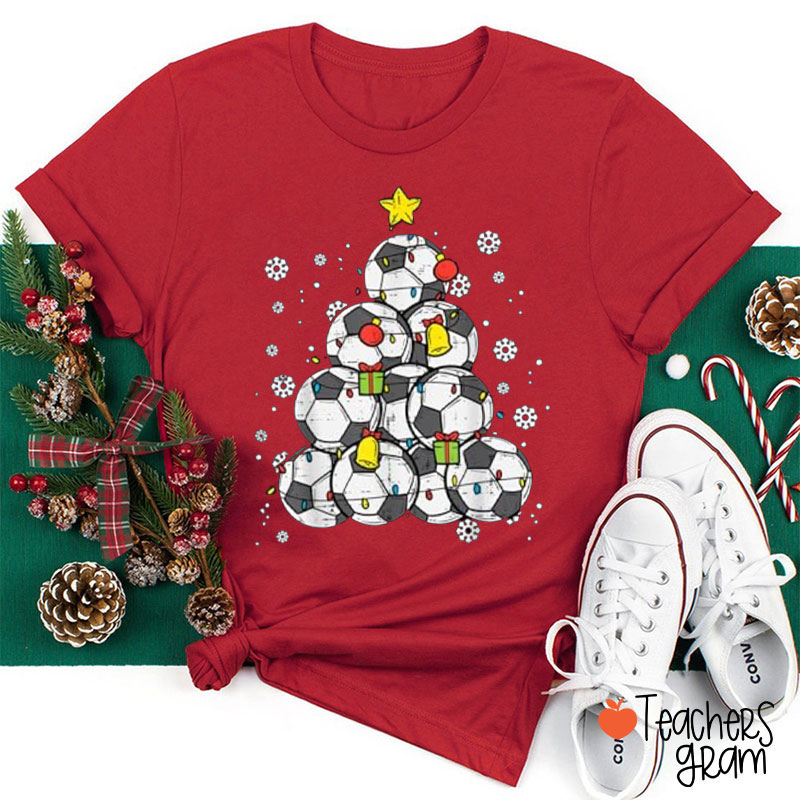 Loving Football Christmas Tree Teacher T-Shirt