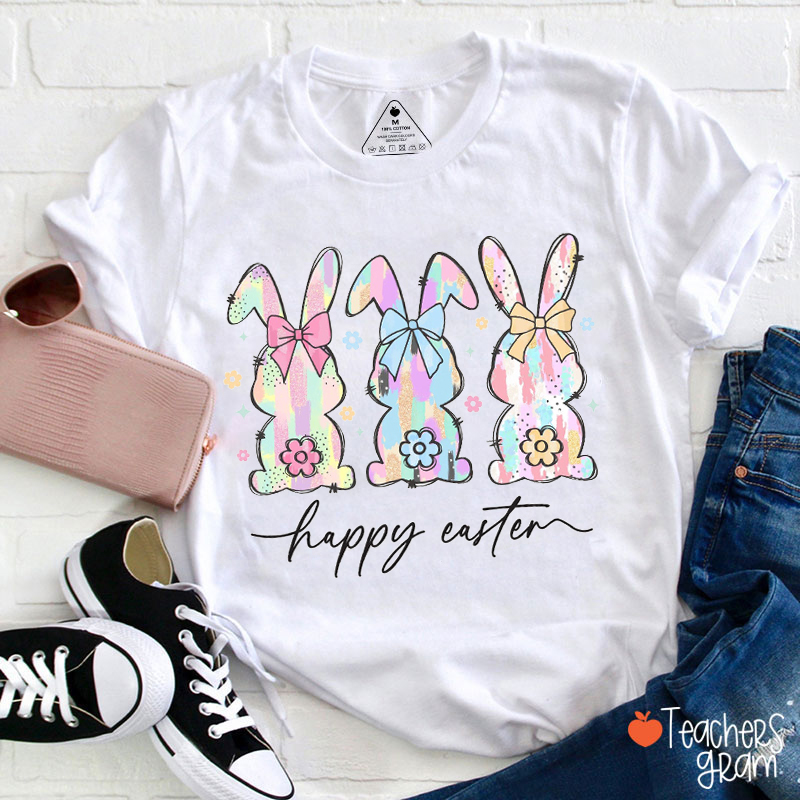 Happy Easter Raglan Teacher T-Shirt