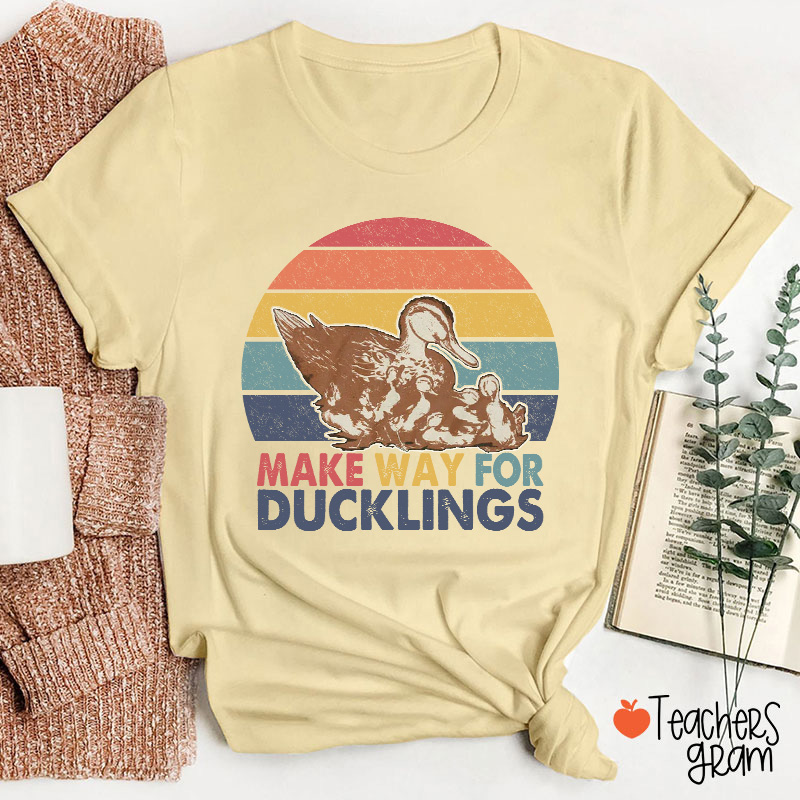 Make Way For The Duckings Sunset Teacher T-Shirt