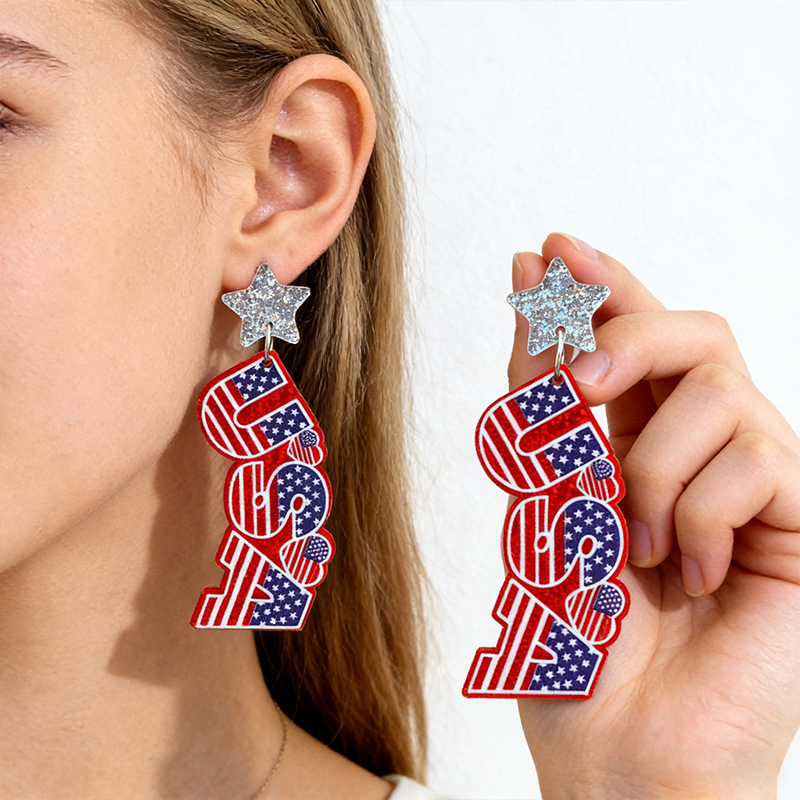 American Independence Day Teacher Acrylic Earrings