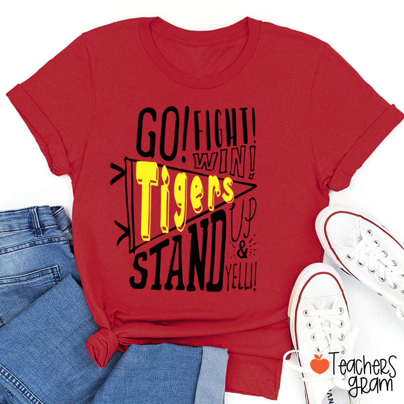 Personalized Mascot Go Fight Win Teacher T-Shirt