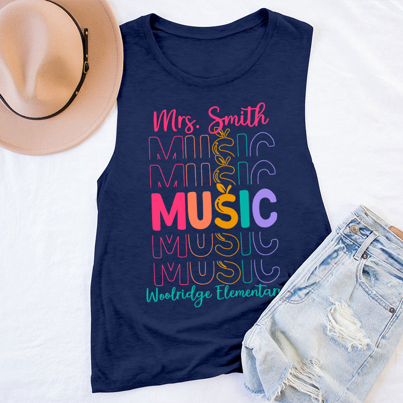 Personalized Colorful Apple Teacher Tank Top