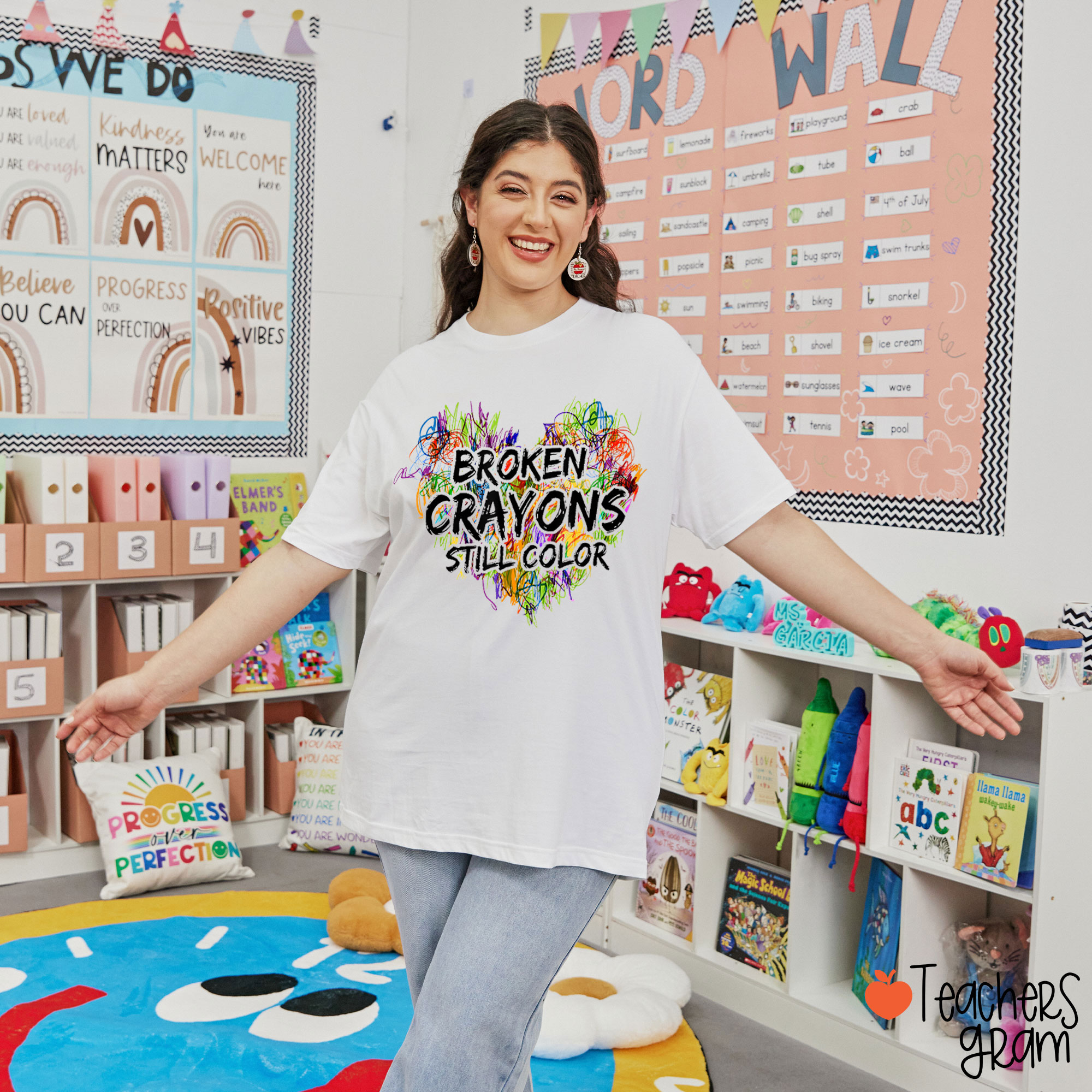 Mental Health Awareness Broken Crayons Still Color Teacher T-Shirt
