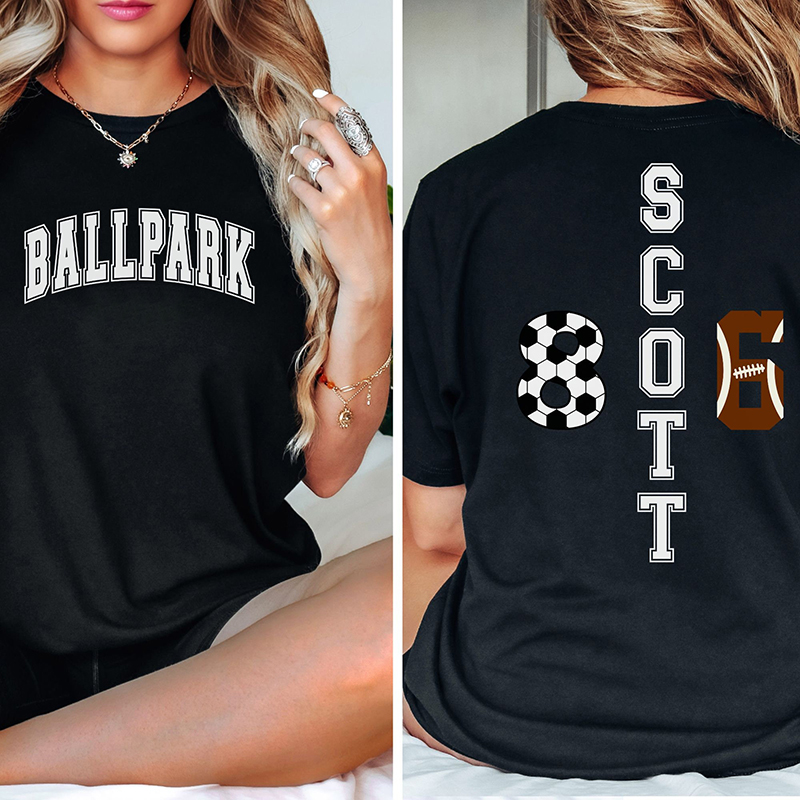 Personalized Mascot Your Name And Number Game Day Teacher Two Sided T-Shirt