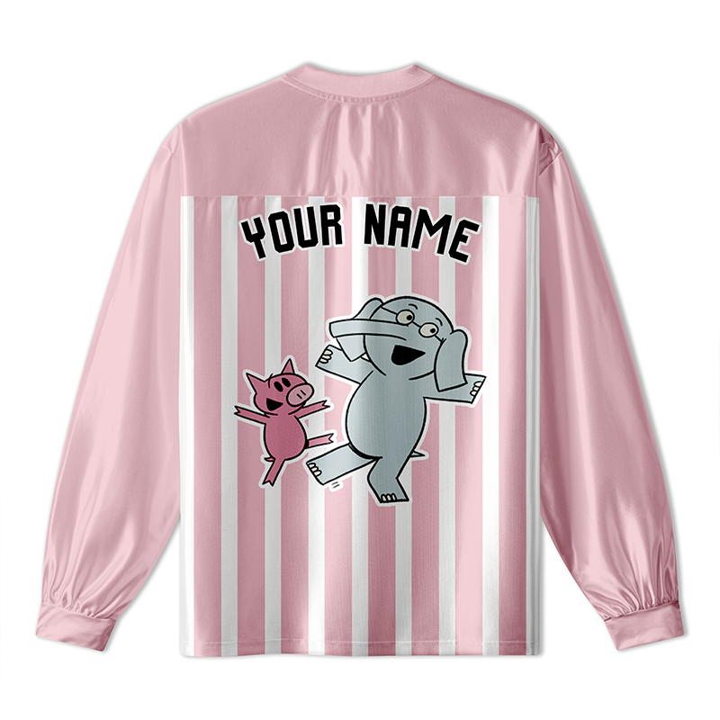 Personalized Team Name And Number Pink Pig Teacher Long Sleeve Jersey
