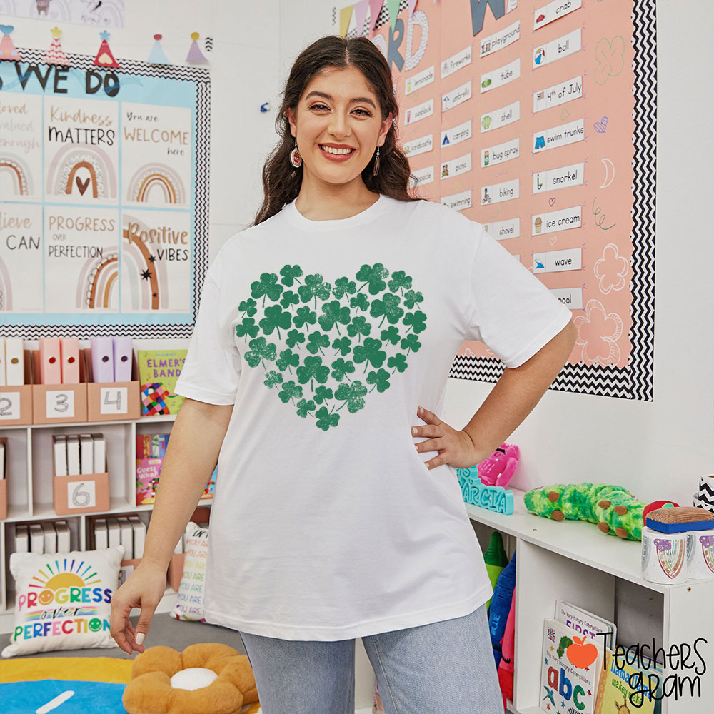 Shamrock Heart Teacher T-Shirt