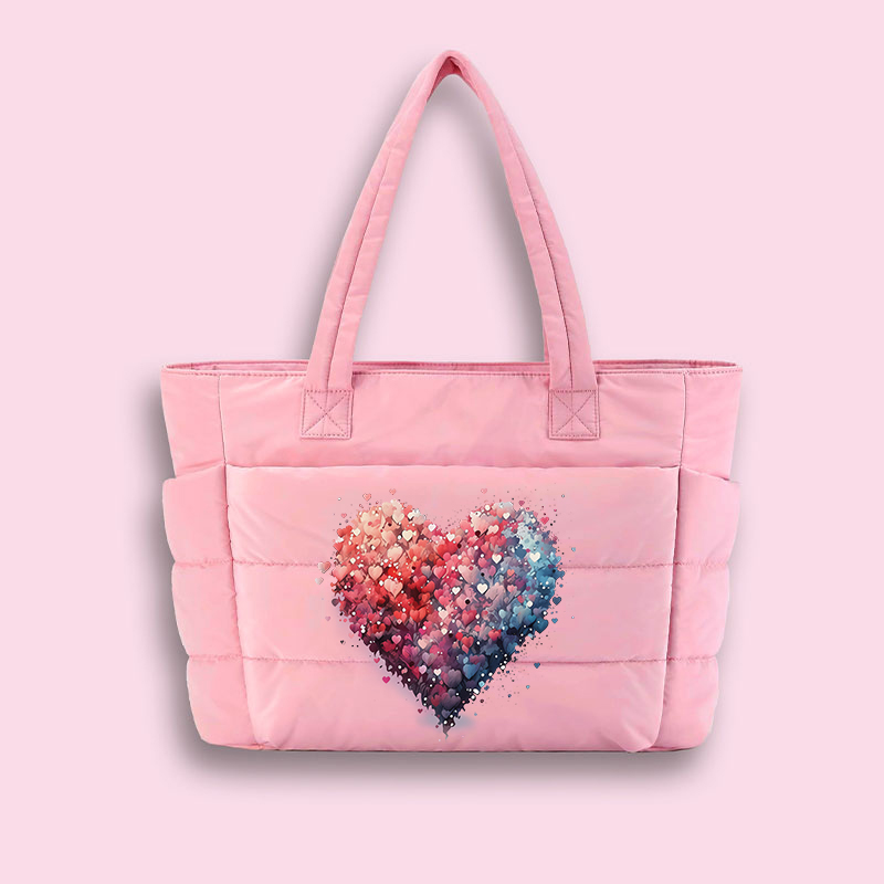 Bubble Heart Teacher Puffy Tote Bag