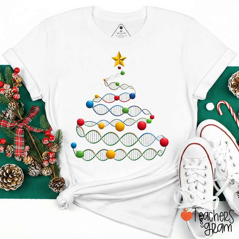 DNA Helix Christmas Tree Science Teacher T-Shirt