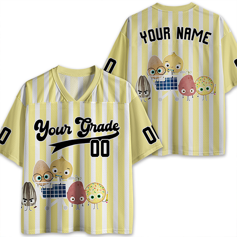 Personalized Name And Grade Cartoon Character Teacher Mesh Jersey
