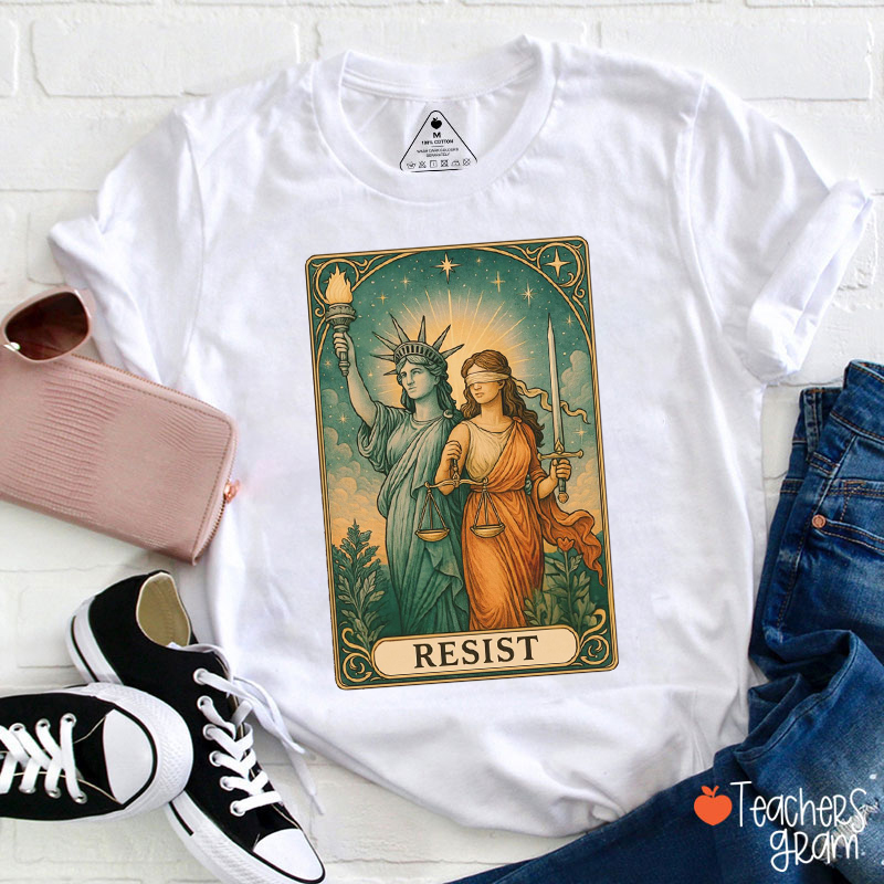 Resist Tarot Lady Justice And Liberty Teacher T-Shirt