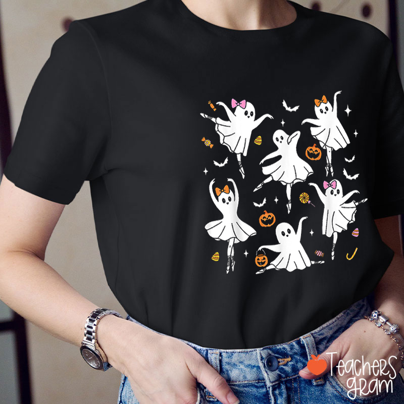 Halloween Graceful Dancing Ghost Teacher T-Shirt