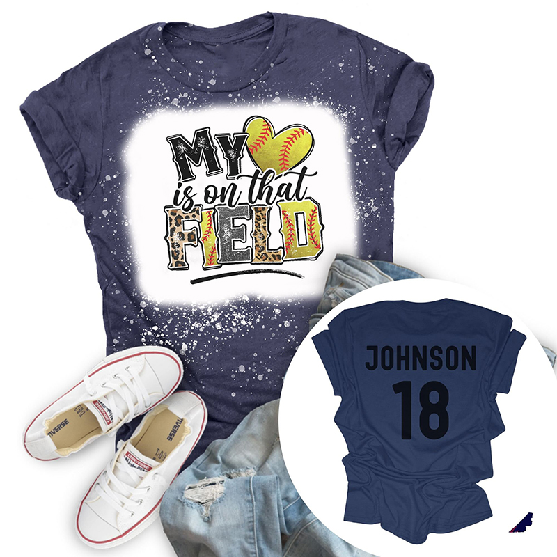 Personalized Sport My Heart Is On That Field Teacher Two Sided T-Shirt