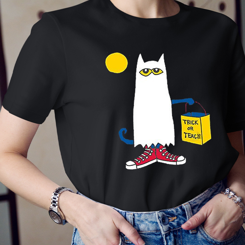 Trick Or Teach Ghost Cat T-Shirt
