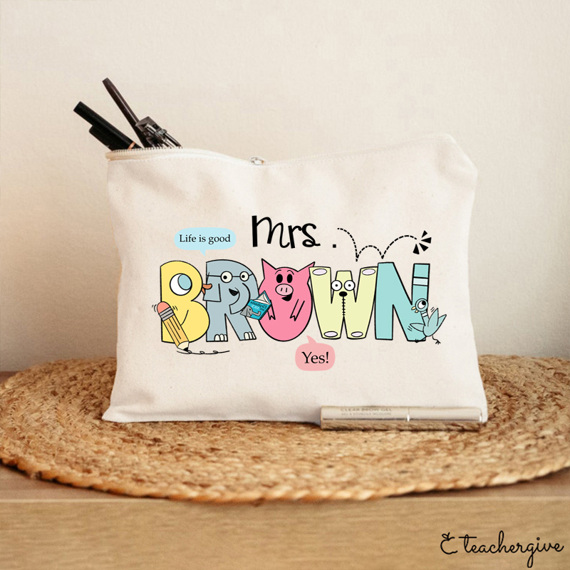 Personalized Life Is Good Teacher Makeup Bag