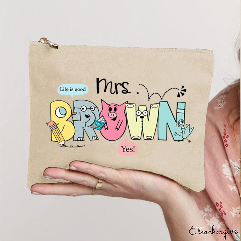 Personalized Life Is Good Teacher Makeup Bag