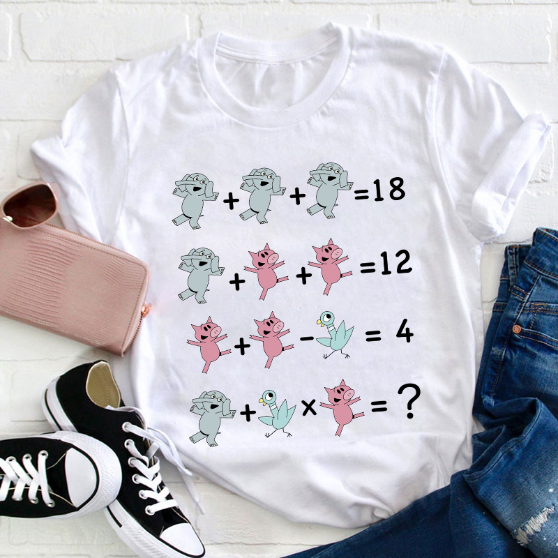 Elephant And Piggie Math Addition Teacher T-Shirt