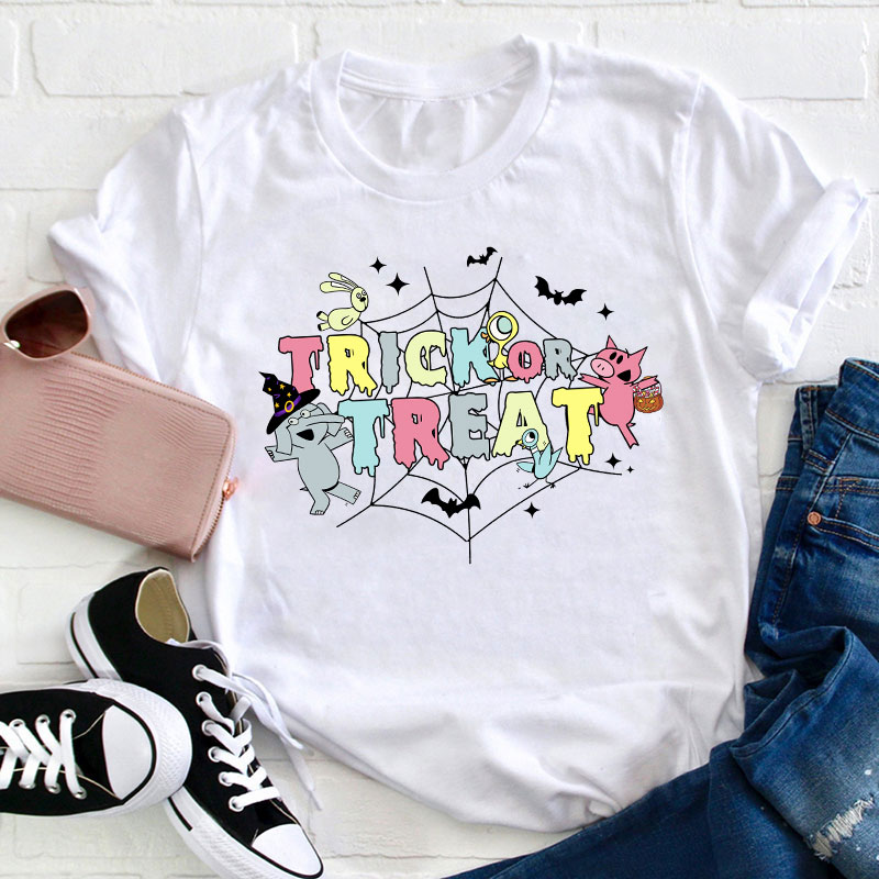 Trick Or Treat Spider Web Teacher T-Shirt