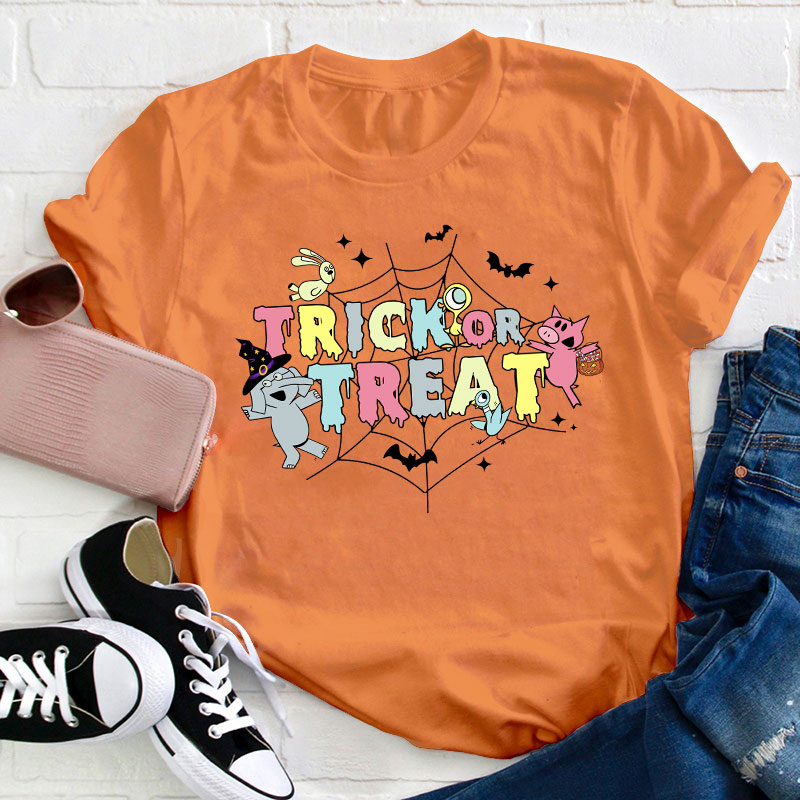 Trick Or Treat Spider Web Teacher T-Shirt