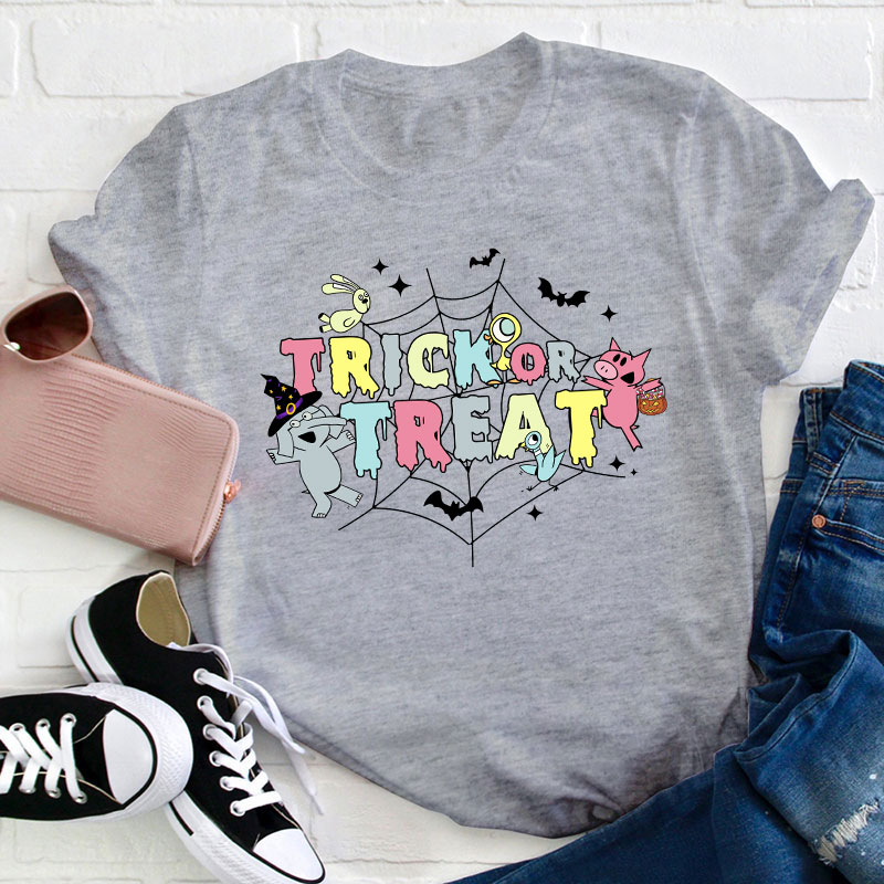 Trick Or Treat Spider Web Teacher T-Shirt