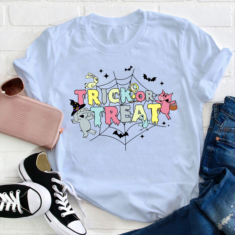 Trick Or Treat Spider Web Teacher T-Shirt