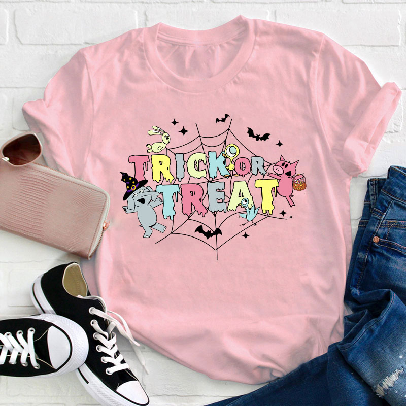 Trick Or Treat Spider Web Teacher T-Shirt