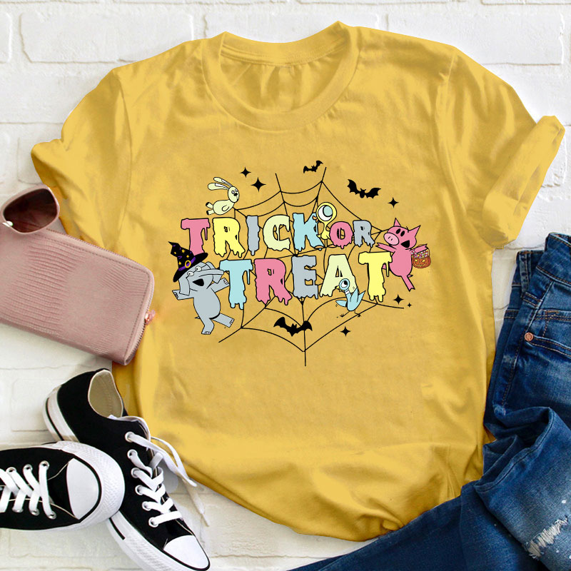 Trick Or Treat Spider Web Teacher T-Shirt