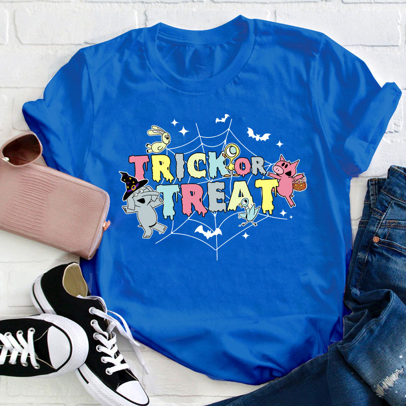 Trick Or Treat Spider Web Teacher T-Shirt