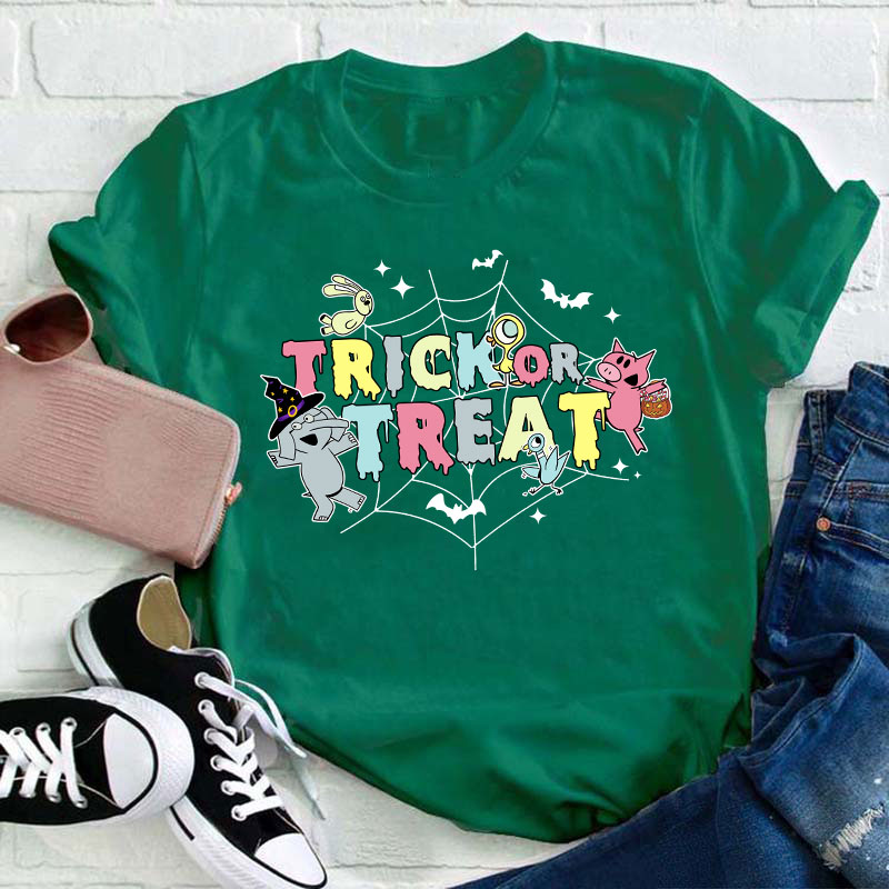 Trick Or Treat Spider Web Teacher T-Shirt