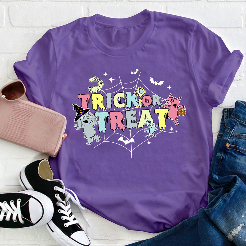 Trick Or Treat Spider Web Teacher T-Shirt