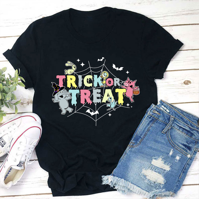 Trick Or Treat Spider Web Teacher T-Shirt