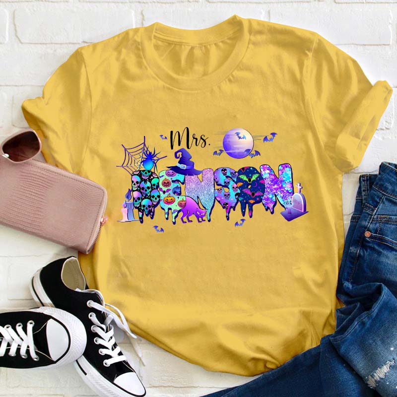 Personalized Name Magic Halloween Teacher T-Shirt