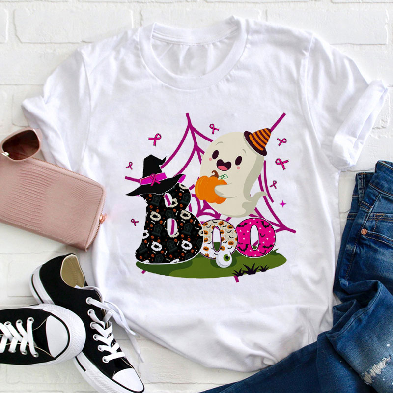 Cute Ghost Pumpkin Boo Teacher T-Shirt