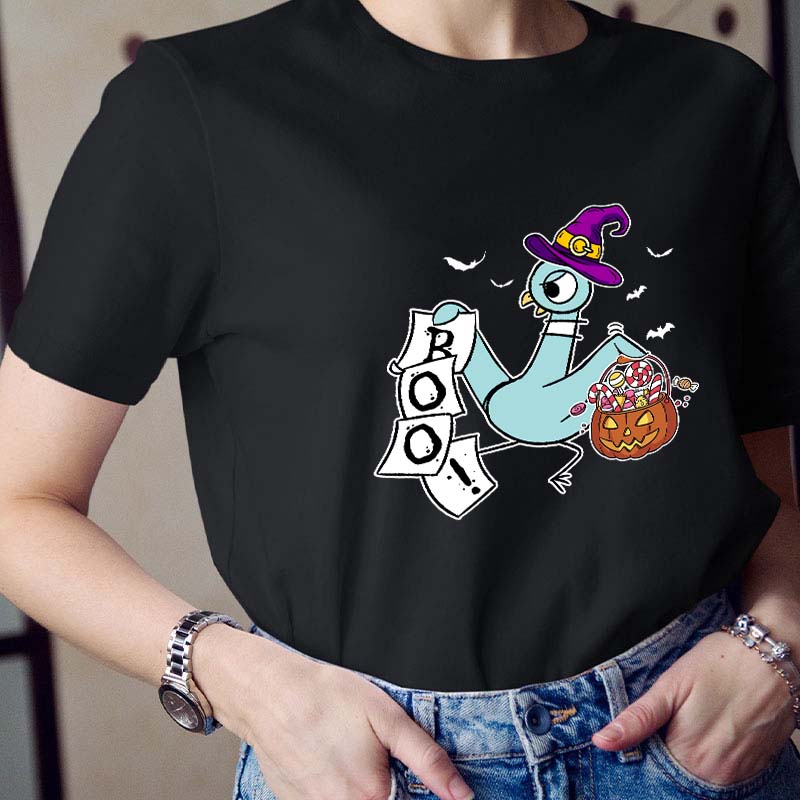 Halloween Boo Piegon Teacher T-Shirt