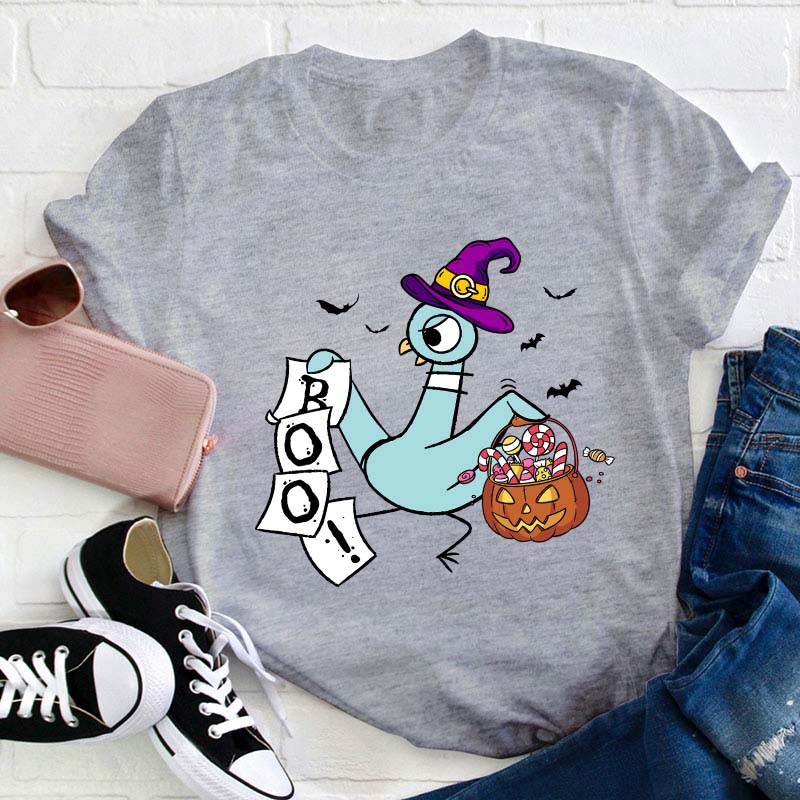 Halloween Boo Piegon Teacher T-Shirt
