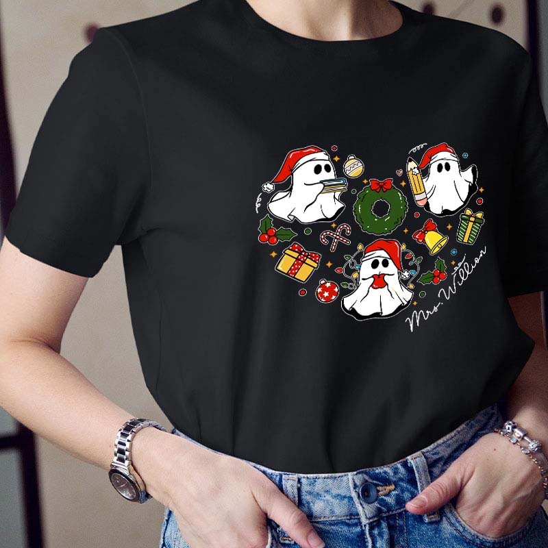 Personalized Celebrating Christmas Ghosts Teacher T-Shirt