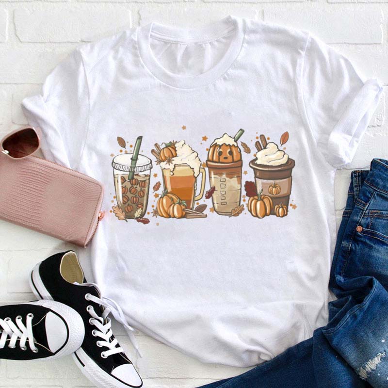 Fall Drinks Teacher T-Shirt