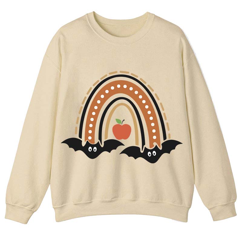 Halloween Bat Rainbow Teacher Sweatshirt