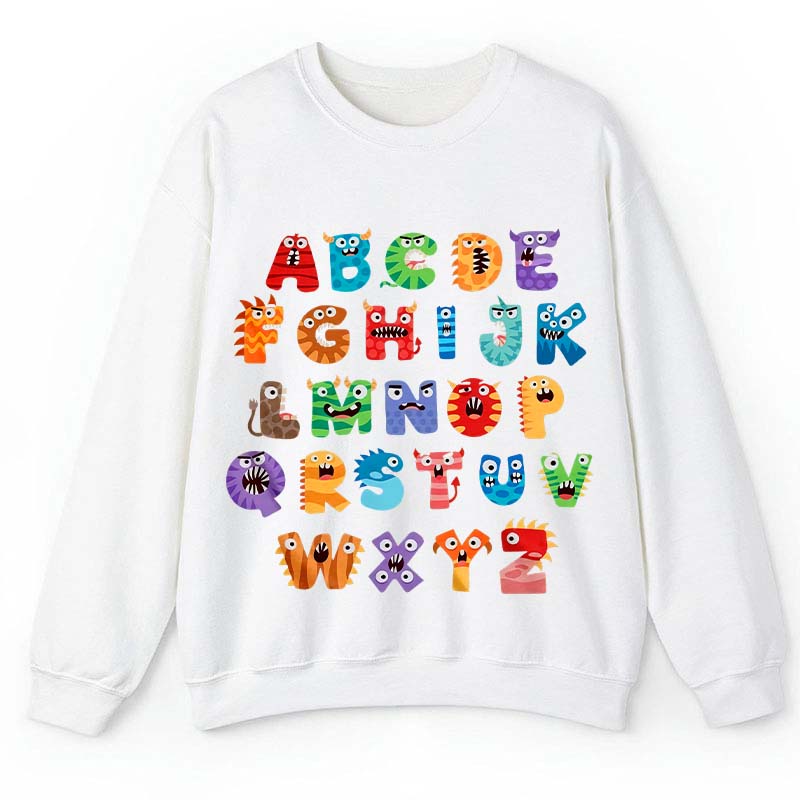 Cute Halloween Monster Alphabet School Teacher Sweatshirt