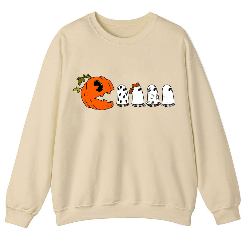 Pumpkin Ghost Pacman Teacher Sweatshirt