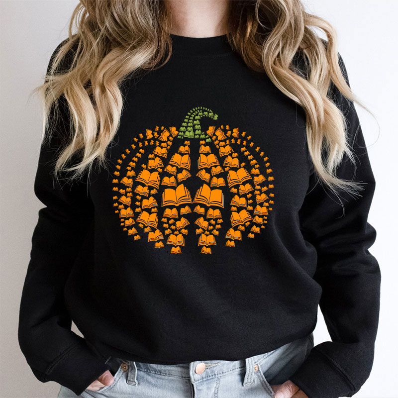 Halloween Pumpkins And Books Teacher Sweatshirt