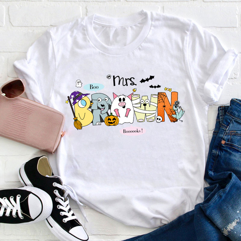 Personalized Boo Booooks Teacher T-Shirt