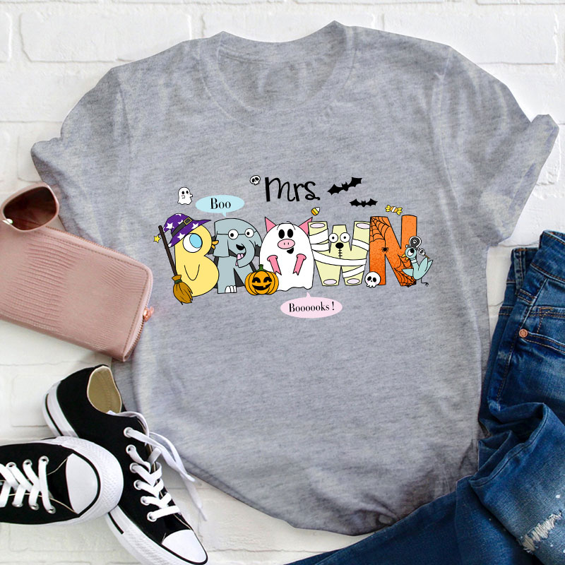 Personalized Boo Booooks Teacher T-Shirt